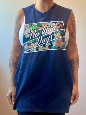 Delta Pro Weight Women's XL No Bad Days Cut Navy Tank Top